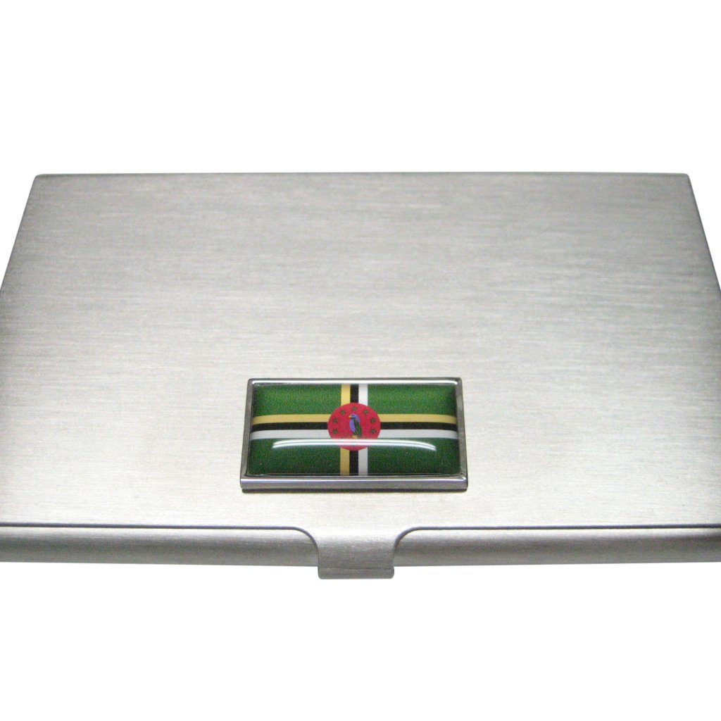 Thin Bordered Dominica Flag Business Card Holder